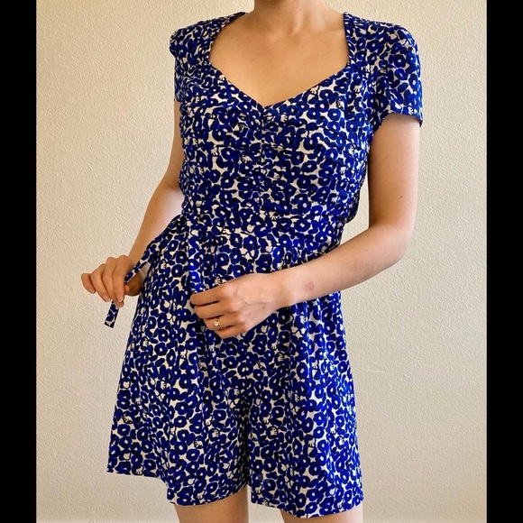 Anthropologie Romper/Blue and White Floral Pattern - Picture 2 of 6